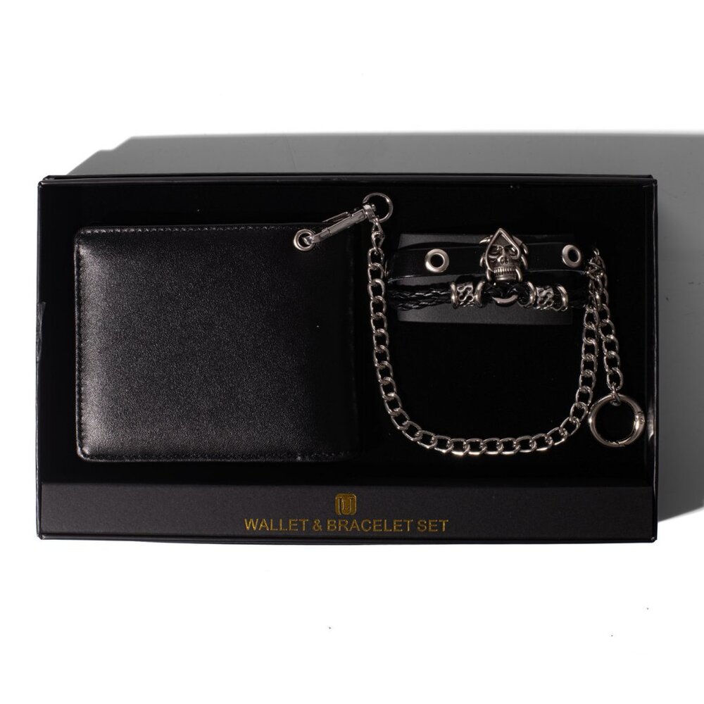 Leather Wallet & Bracelet Set